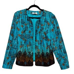 Vintage Coldwater Creek Dark Academia Tapestry Jacket Womens Sz 14 Cottage Noir